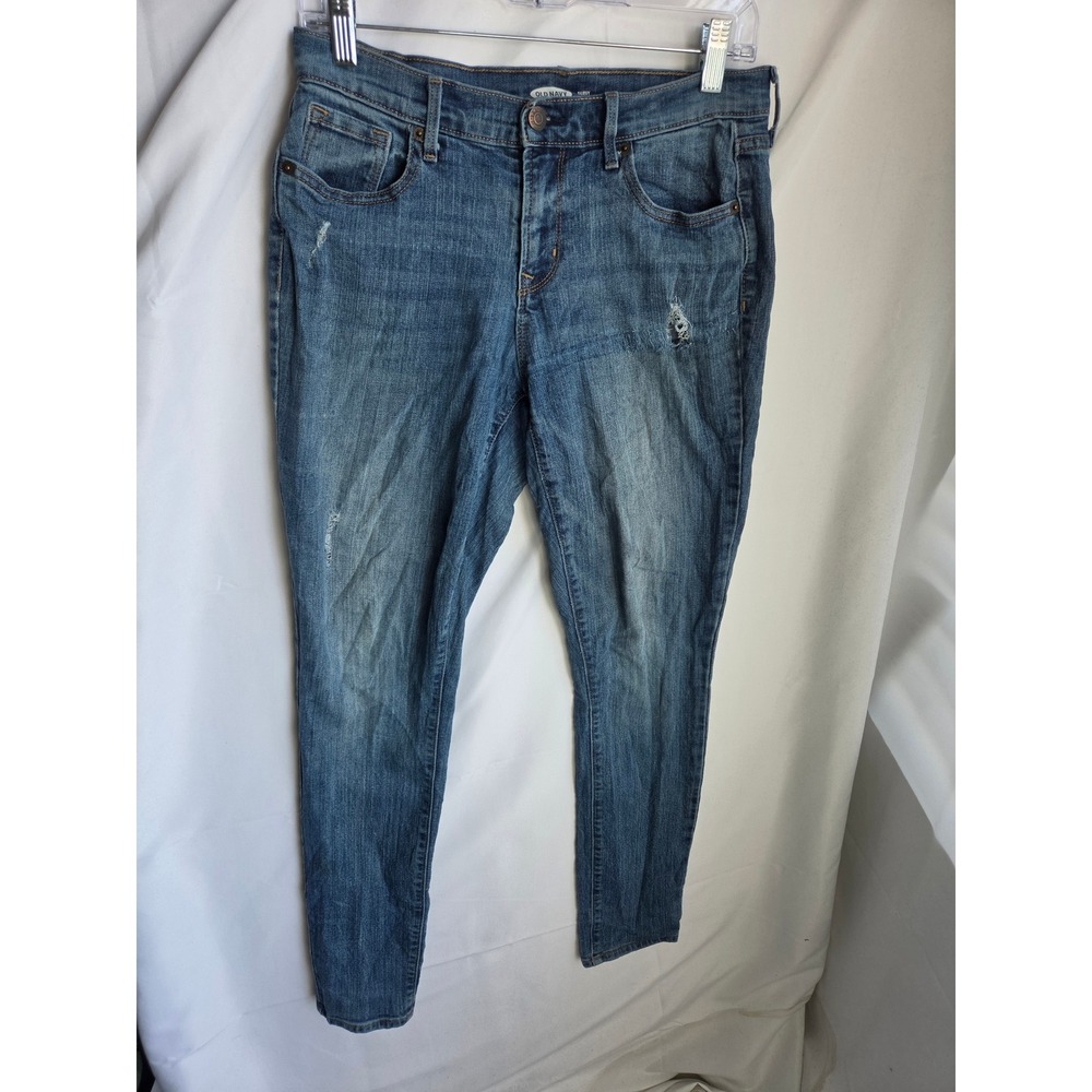 Old Navy Curvy Skinny Jeans Womens Blue Medium Wash Skinny Mid Rise Skinny